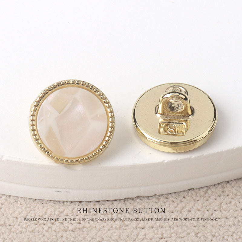 11mm Golden Metal Resin Pearl Luster Buttons for Women's Chiffon Shirts