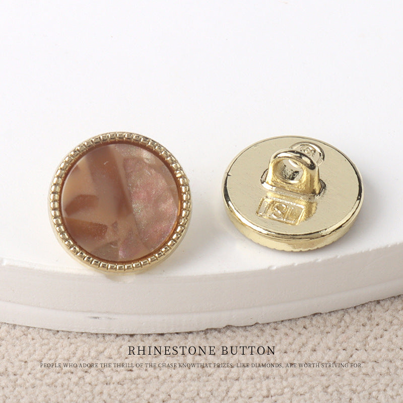 11mm Golden Metal Resin Pearl Luster Buttons for Women's Chiffon Shirts