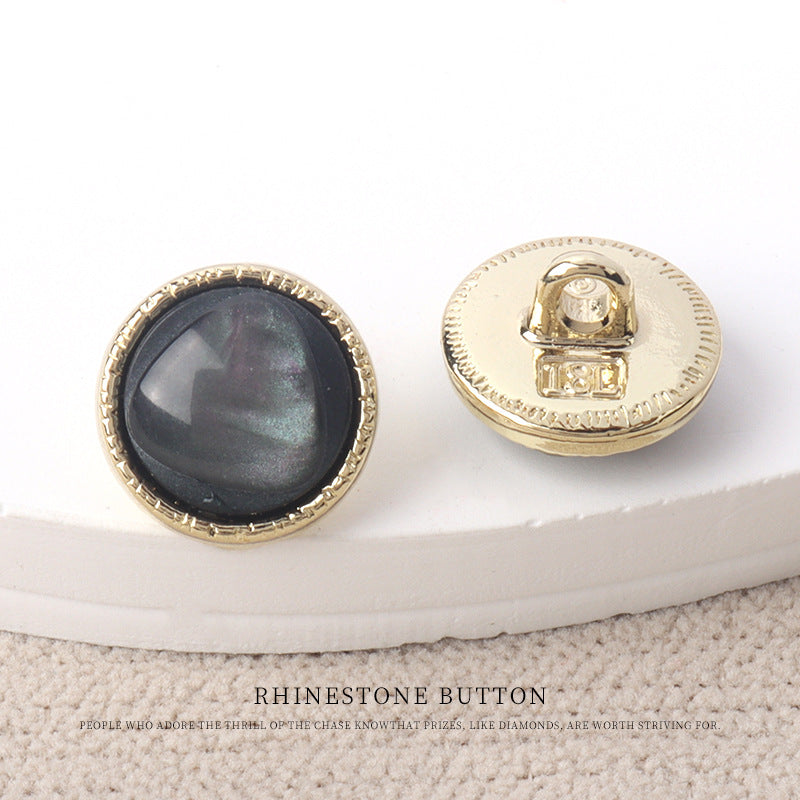 11mm Golden Metal Resin Pearl Luster Buttons for Women's Chiffon Shirts