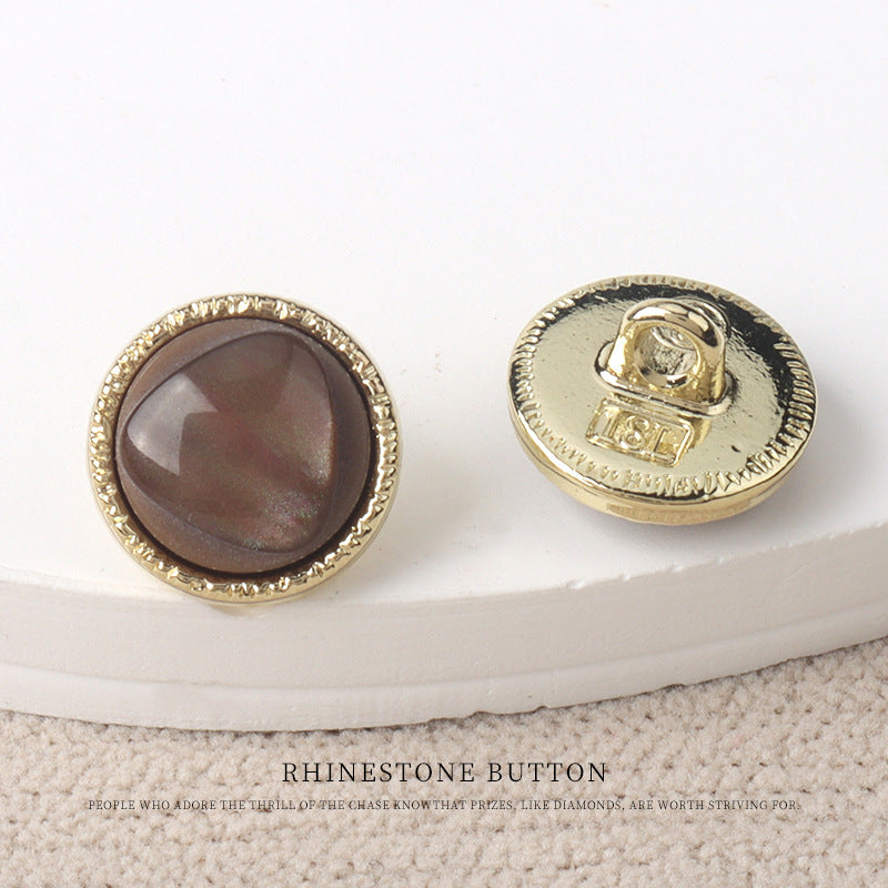 11mm Golden Metal Resin Pearl Luster Buttons for Women's Chiffon Shirts