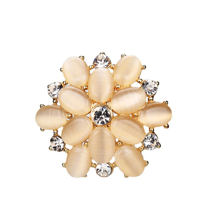 27mm Gold Silver Metal Rhinestone Crystal Buttons for Women's Fur Jackets 2pcs Gold