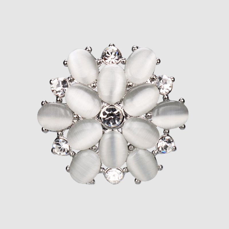 27mm Gold Silver Metal Rhinestone Crystal Buttons for Women's Fur Jackets 2pcs Silver