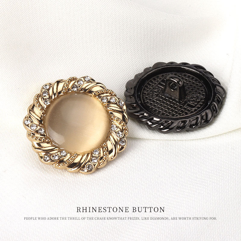 18-25mm Golden Black Round Cat's Eye Stone Metal Buttons with Shanks 12pcs