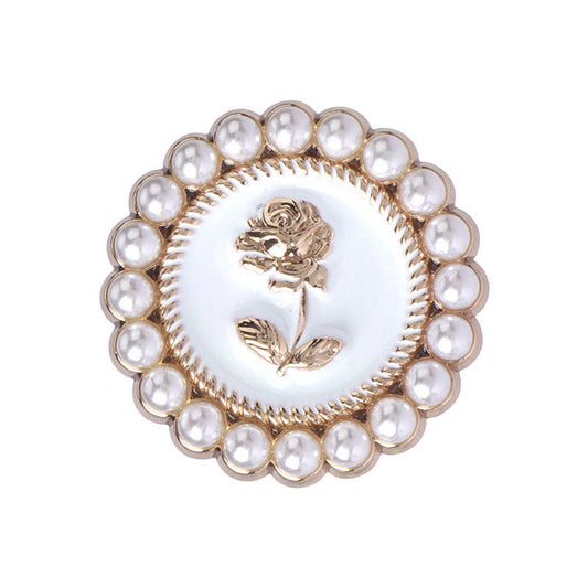 Pearl Rose Metal White Black Oiled Buttons for Women's Jackets 12 Pack