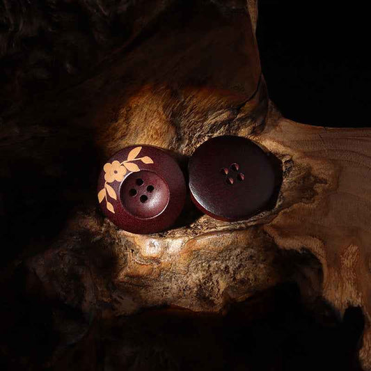 25mm Red Brown Painted Laser Treated Poplar Wood Buttons for Women's Clothing 20pcs