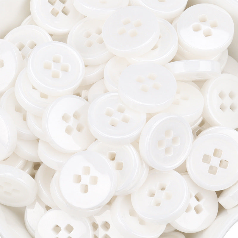 11.5mm White Ceramic Buttons for Men's and Women's Shirts 55 Pack