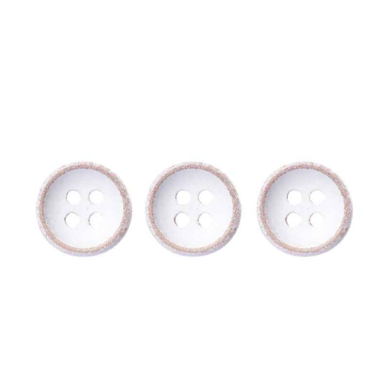 11.5mm Round 4-Hole White-Painted Wood Buttons for Children's Shirts Cardigans 40PCS