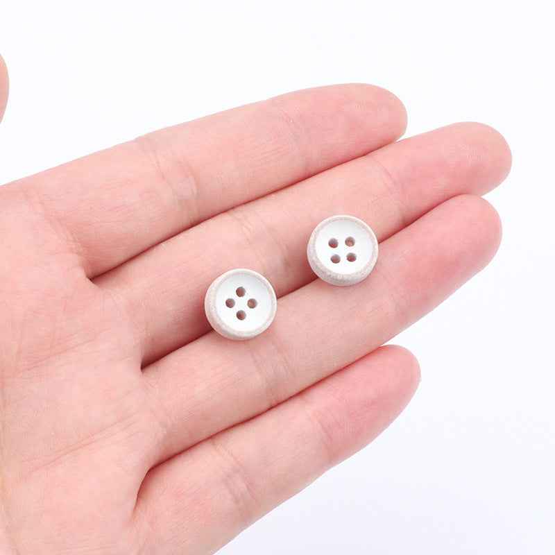 11.5mm Round 4-Hole White-Painted Wood Buttons for Children's Shirts Cardigans 40PCS