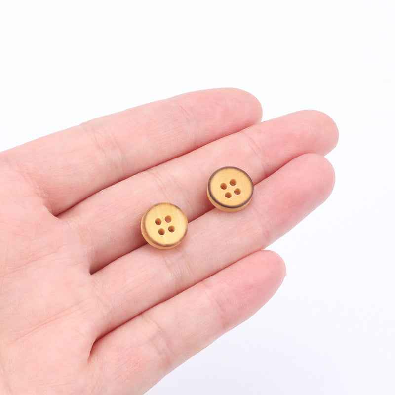 11.5mm Round 4-Hole Poplar Wood Buttons for Children's Sweater Cardigans 60pcs