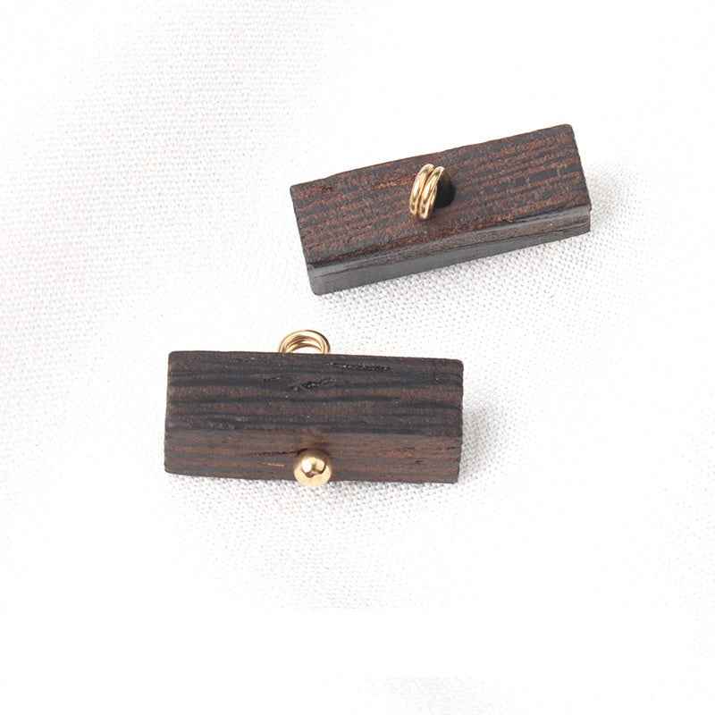 Vintage Dark Brown Long Strip Irregular Trapezoidal Wood Buttons for Children's Jackets 20pcs Long Strip