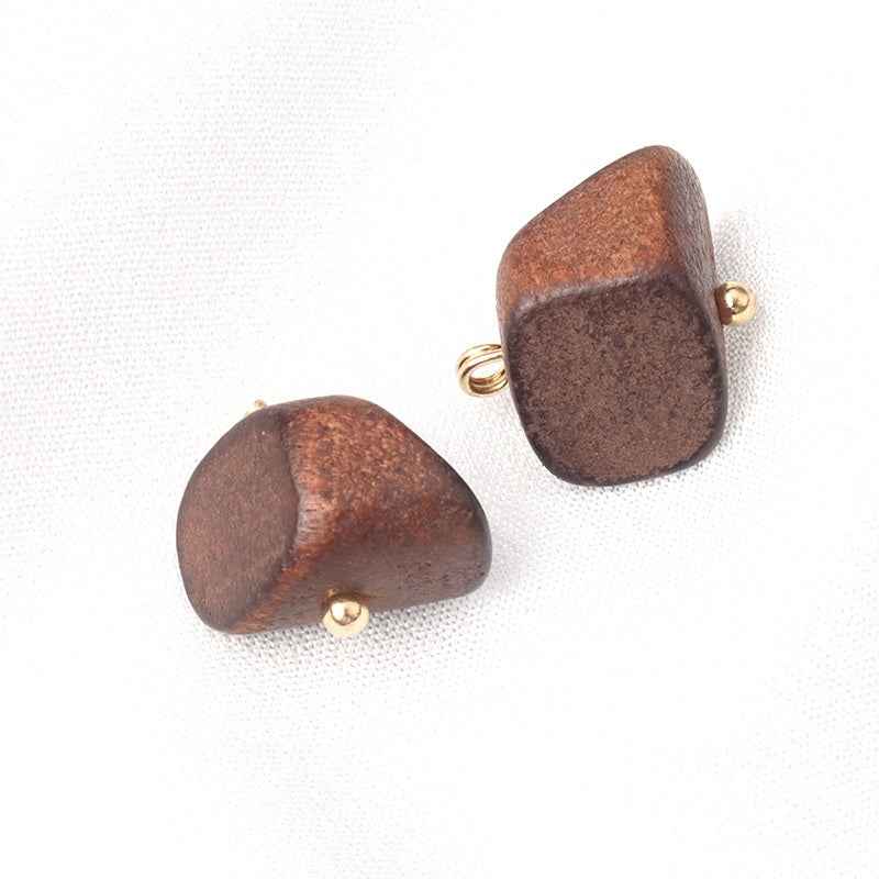 Vintage Dark Brown Long Strip Irregular Trapezoidal Wood Buttons for Children's Jackets 20pcs Irregular Trapezoidal