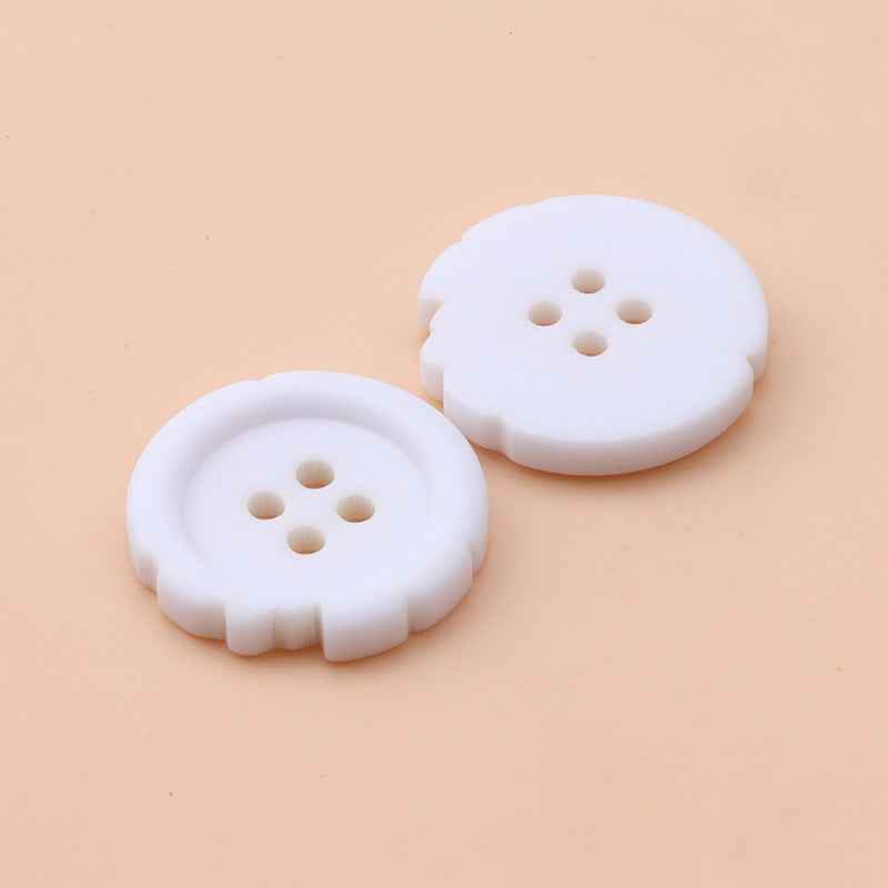 15/21/25mm Irregular 4-Hole Black Resin Buttons for Men's Suits and Trousers 30pcs White
