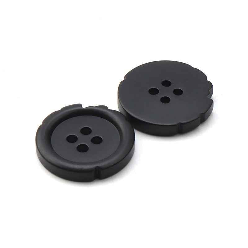 15/21/25mm Irregular 4-Hole Black Resin Buttons for Men's Suits and Trousers 30pcs Black 1