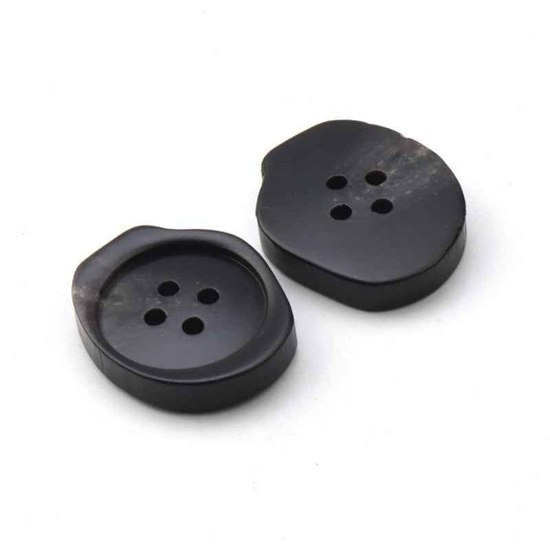 15/21/25mm Irregular 4-Hole Black Resin Buttons for Men's Suits and Trousers 30pcs Black 3