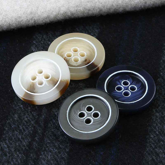 15-25mm Round Resin Four-Hole Buttons for Men's Clothing and Trousers 30pcs