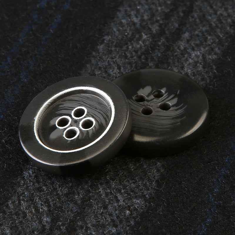 15-25mm Round Resin Four-Hole Buttons for Men's Clothing and Trousers 30pcs Black