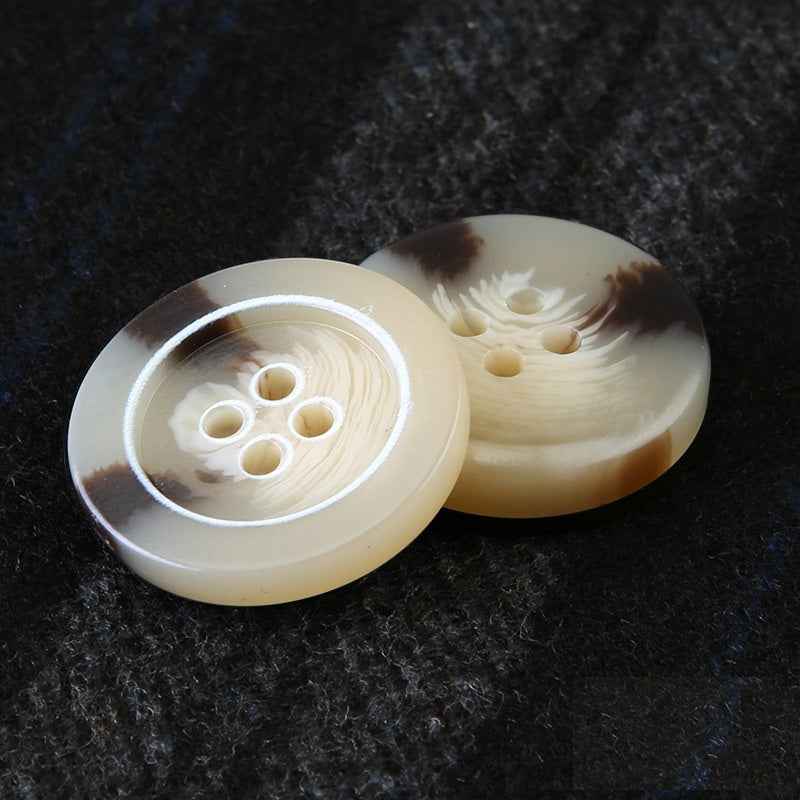 15-25mm Round Resin Four-Hole Buttons for Men's Clothing and Trousers 30pcs Khaki