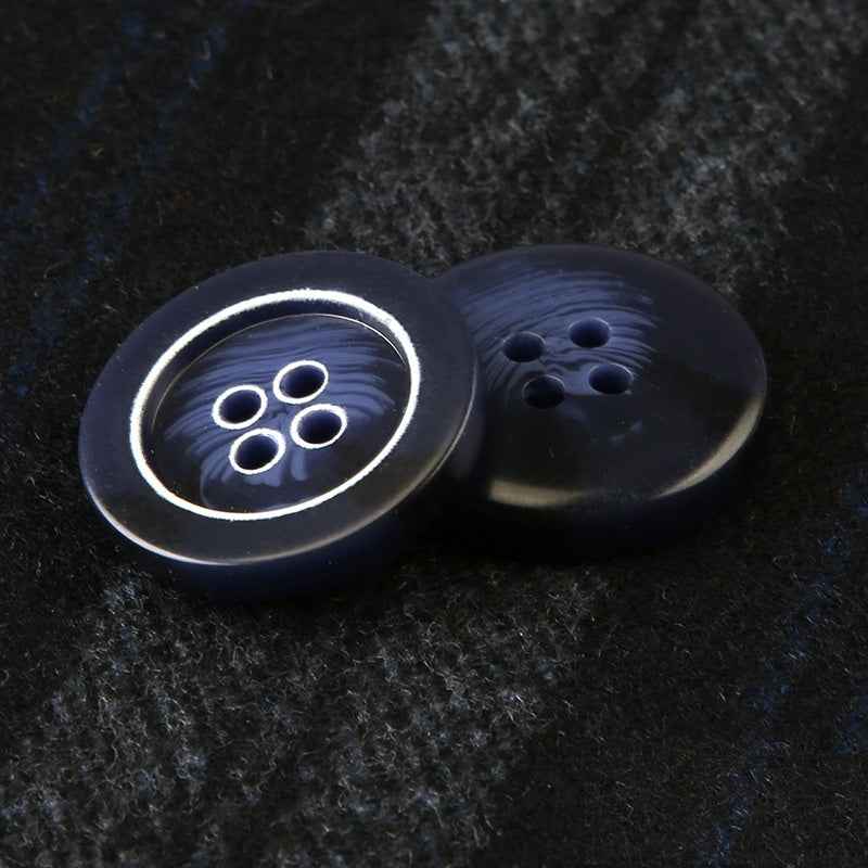 15-25mm Round Resin Four-Hole Buttons for Men's Clothing and Trousers 30pcs Blue
