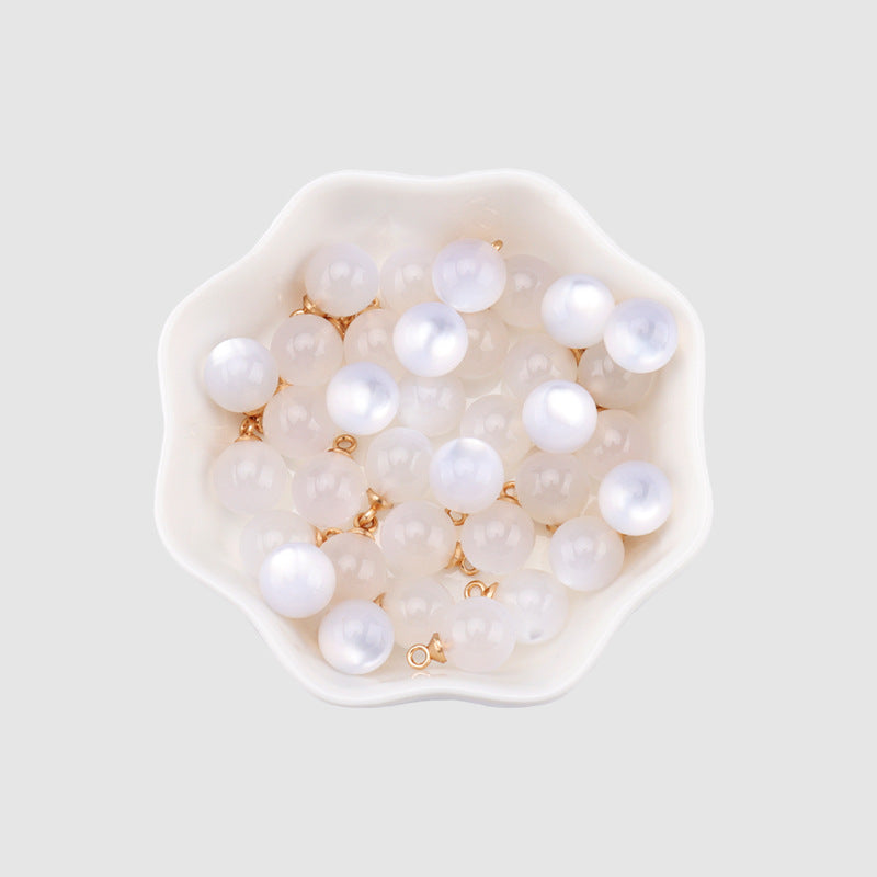 9mm Resin Bead Buttons for Women's Shirts Chiffon Tops Cheongsam 40pcs White