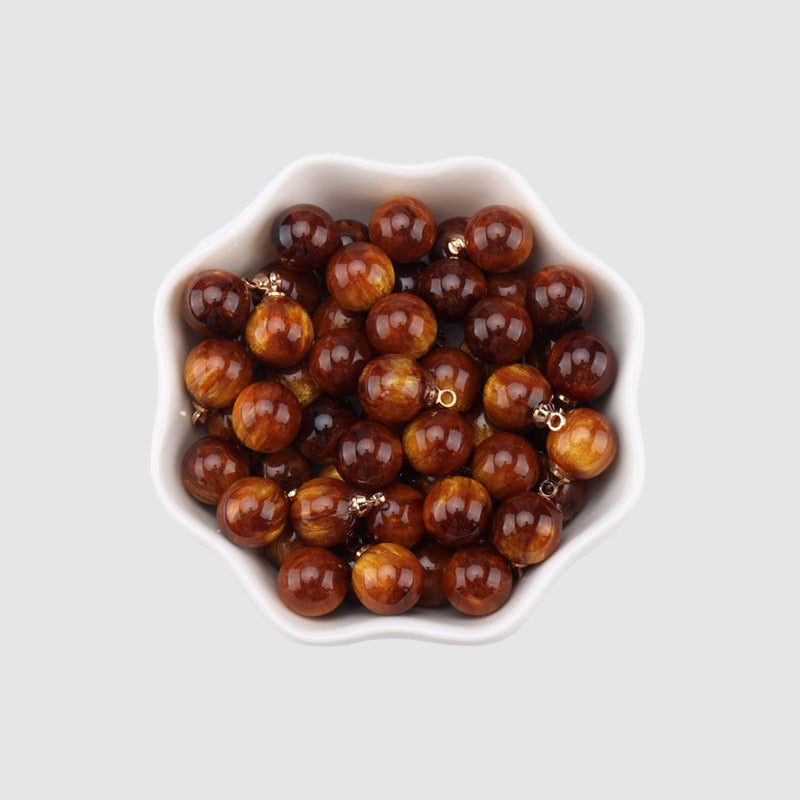 9mm Resin Bead Buttons for Women's Shirts Chiffon Tops Cheongsam 40pcs Brown