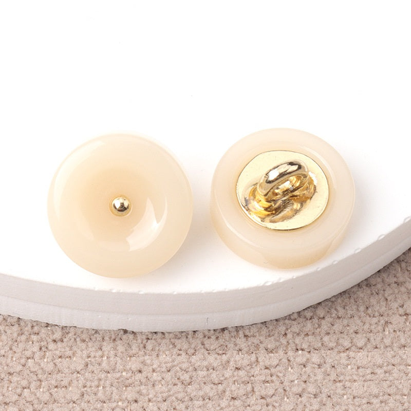 11mm Round Resin Shank Buttons for Women's Cheongsam Shirts Hanfu 20pcs Beige