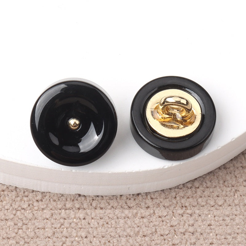11mm Round Resin Shank Buttons for Women's Cheongsam Shirts Hanfu 20pcs Black