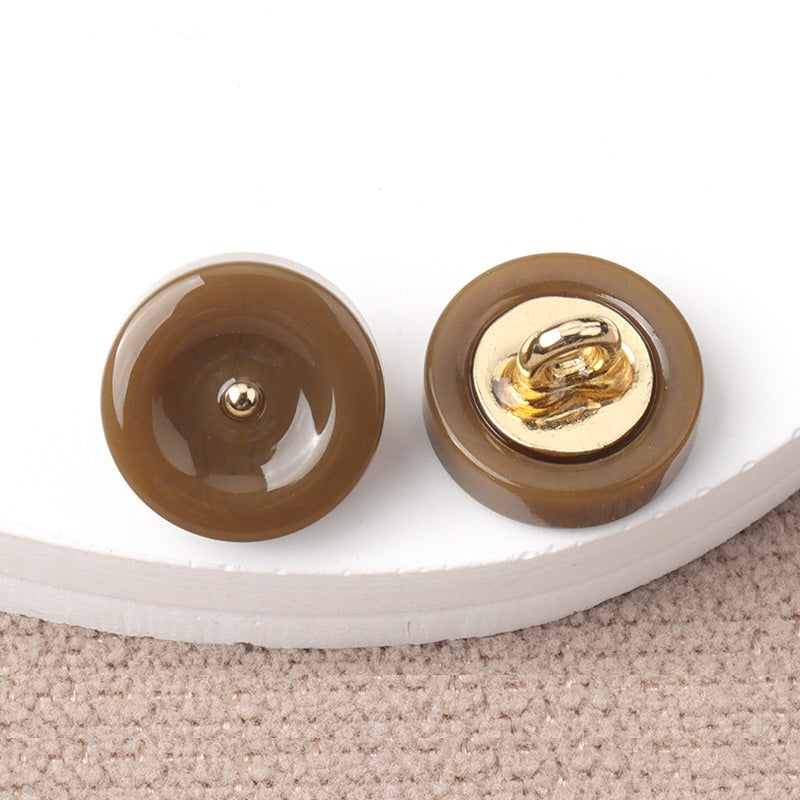11mm Round Resin Shank Buttons for Women's Cheongsam Shirts Hanfu 20pcs Coffee