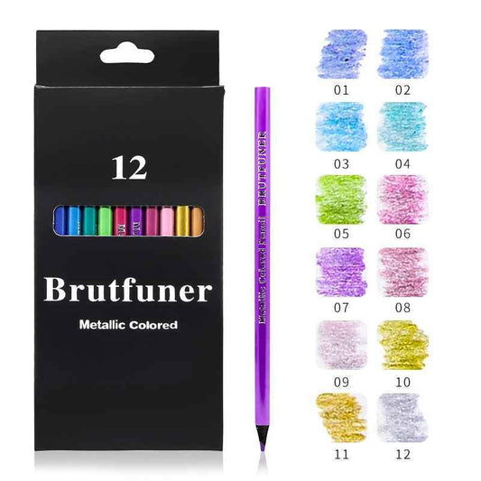 BRUTFUNER 12 Color Metallic Colored Drawing Pencils