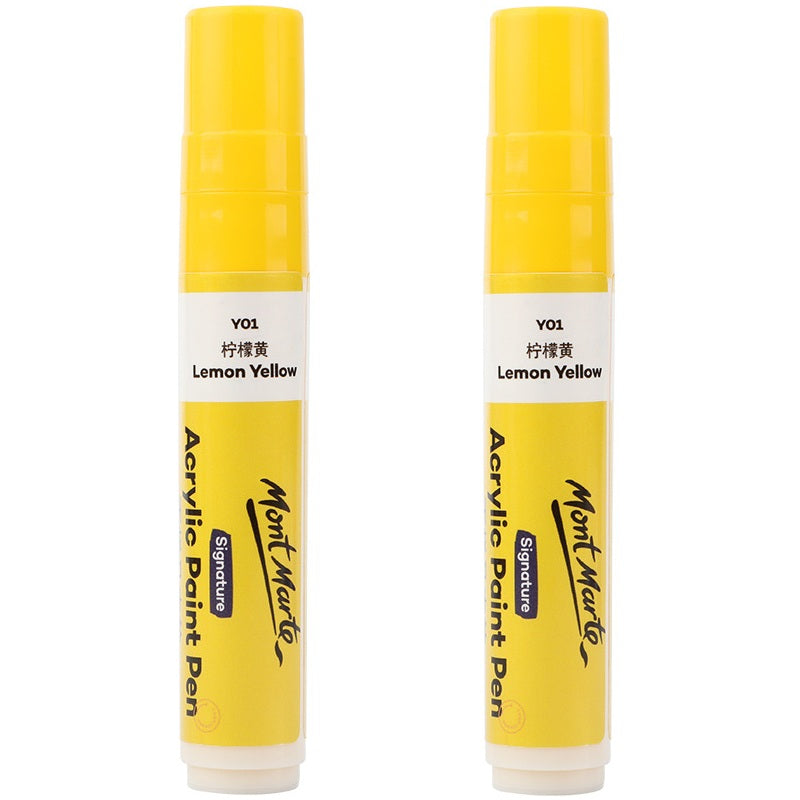 Mont Marte 15mm Wide Flat Tip Acrylic Paint Marker | Set of 2 Yellow