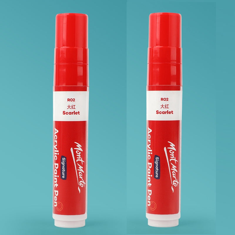Mont Marte 15mm Wide Flat Tip Acrylic Paint Marker | Set of 2 Red