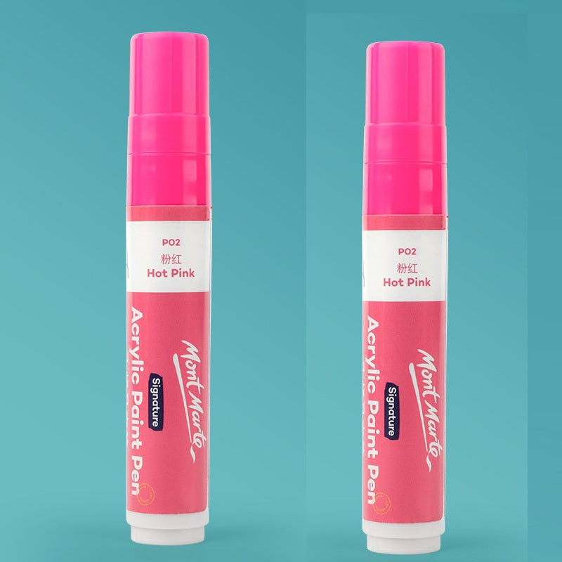 Mont Marte 15mm Wide Flat Tip Acrylic Paint Marker | Set of 2 Pink