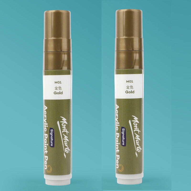 Mont Marte 15mm Wide Flat Tip Acrylic Paint Marker | Set of 2 Gold