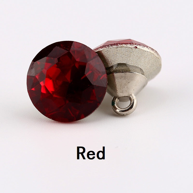 10-12mm Crystal Clear Glass Buttons Multi-Faceted 10pcs Red