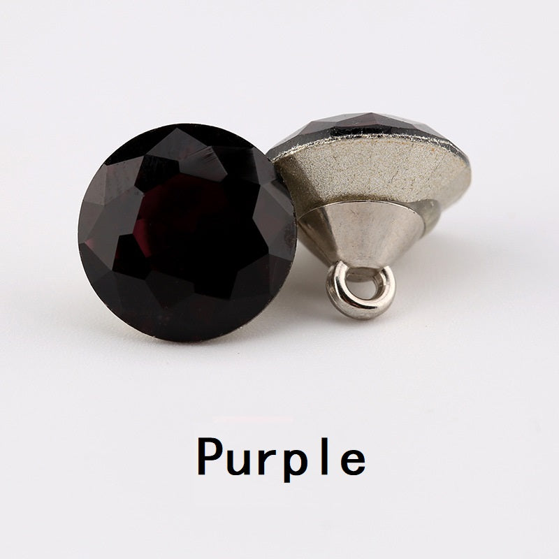 10-12mm Crystal Clear Glass Buttons Multi-Faceted 10pcs Purple