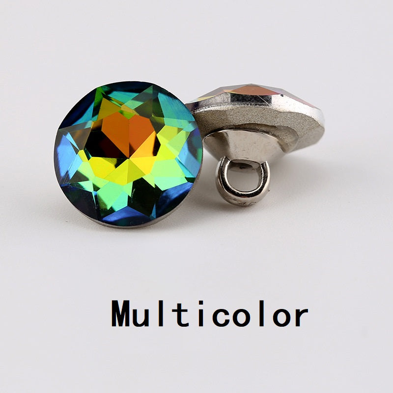 10-12mm Crystal Clear Glass Buttons Multi-Faceted 10pcs Multicolor