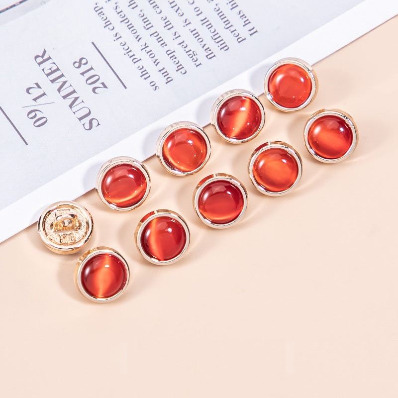 16L Natural Cat's Eye Stone Pearlescent Metal Shirt Buttons 45 Pack