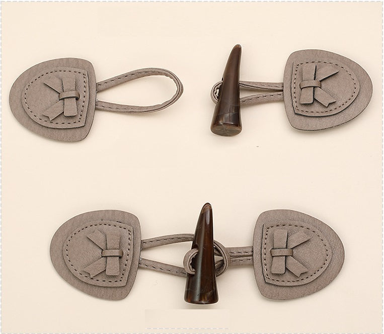 Leather and Resin Horn Buttons - Women's Coat Fasteners 12 Pack