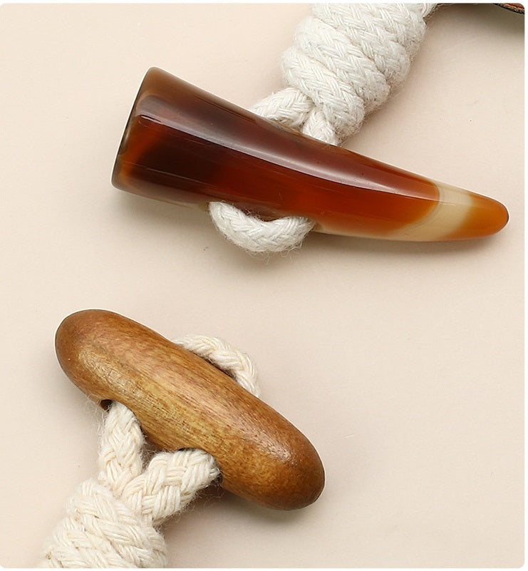 Leather and Resin Horn Buttons - Women's Coat Fasteners 12 Pack
