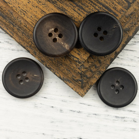 Matte Black Coffee Four-Hole Horn Buttons for Women's Suits 20 Pack