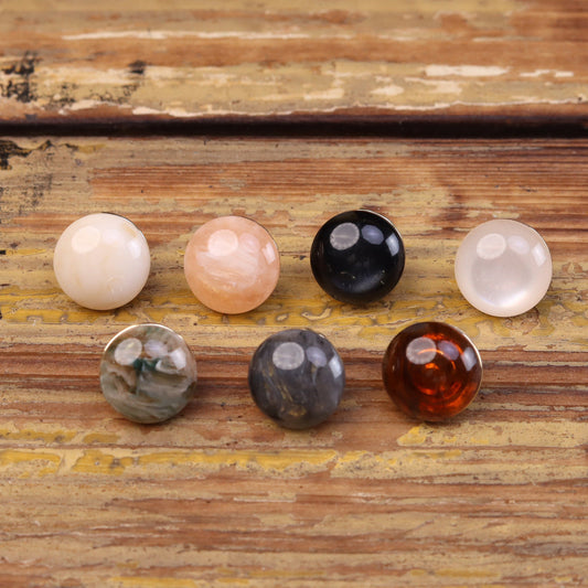 Chinese Style Cat's Eye Resin Metal Combination Buttons 35 Pack