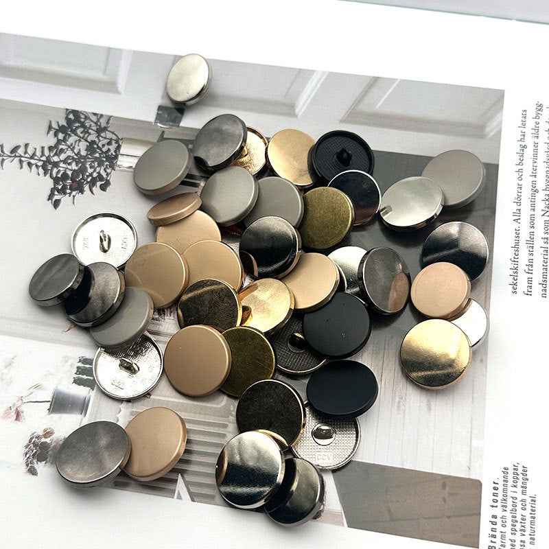 1 Inch Round Flat Metal Shank Buttons for Women's Coat 20PCS