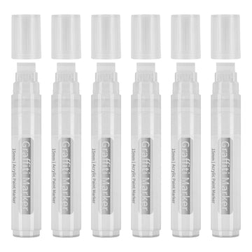 6 Stuks Witte Jumbo Graffiti Markers 15mm Brede Tip Acrylverf Pen