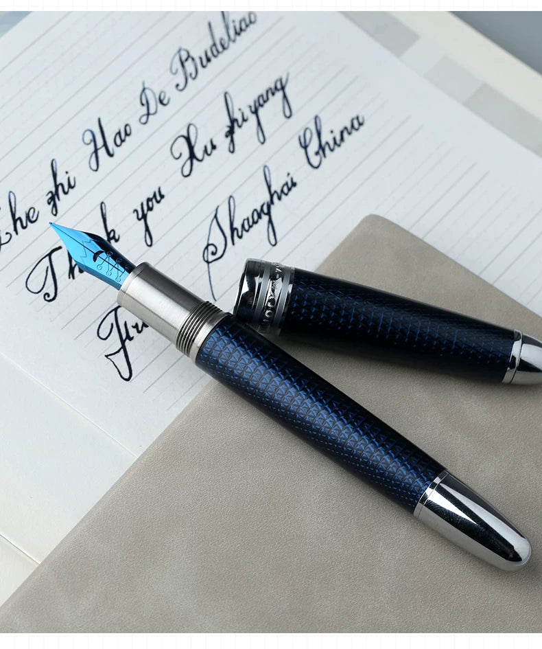 MAJOHN P136 Piston Fountain Pen | Twilight Blue Resin & Metal Body,Premium Gift