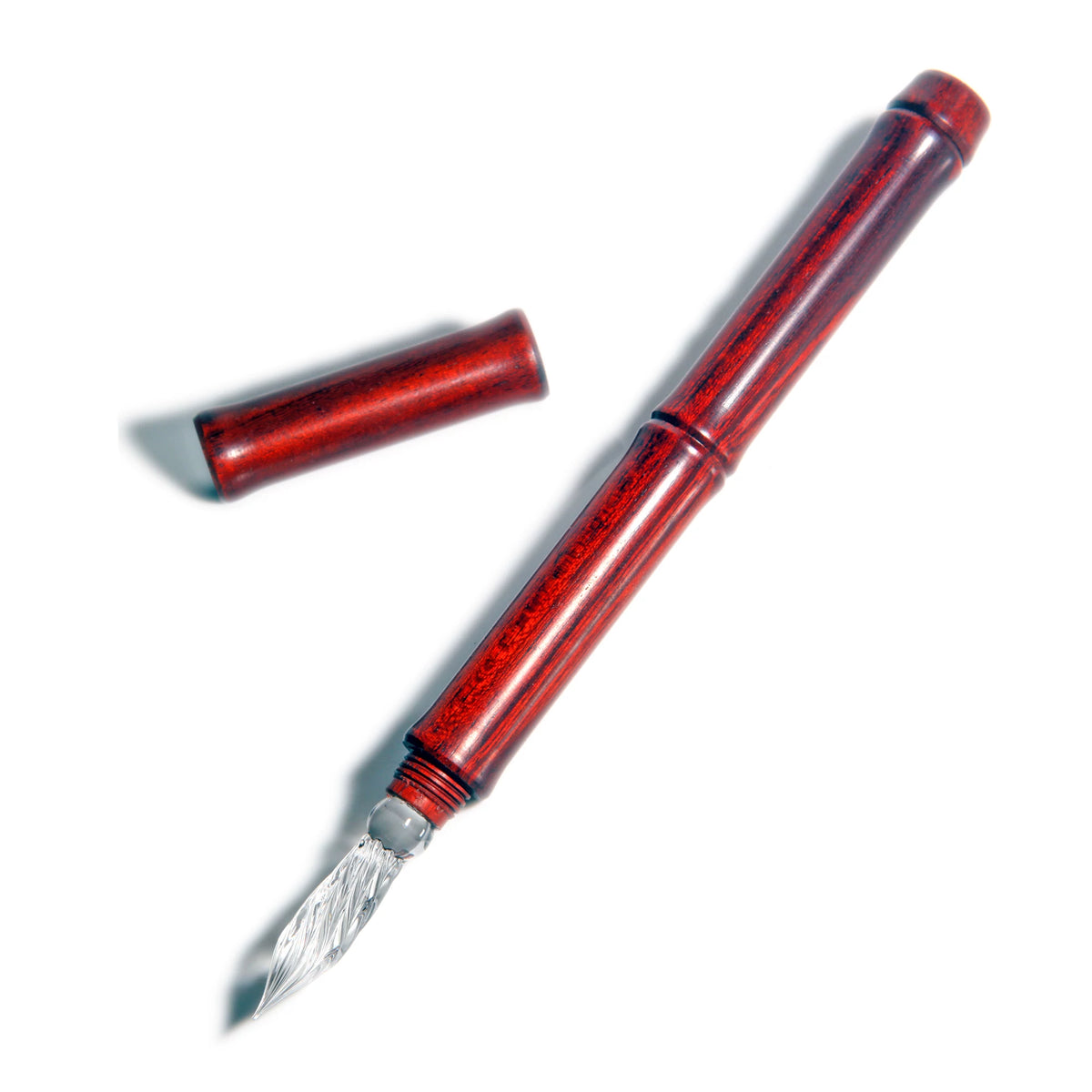 Classic Wooden Dip Pen with Glass Nib – Natural Wood Barrel in Walnut Brown, Cherry Red & Ebony Black Red