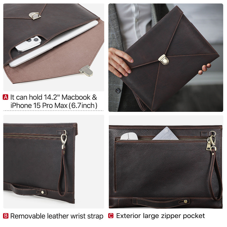 Genuine Leather Envelope Sleeve for MacBook Pro 14.2” Laptop Inner Bag
