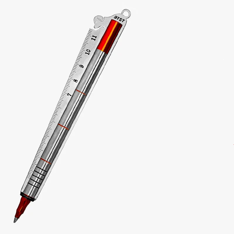 BTST Puppy All-Metal Gel Pen with Magnetic Ruler Pen Case | 0.5mm Black Ink Orange