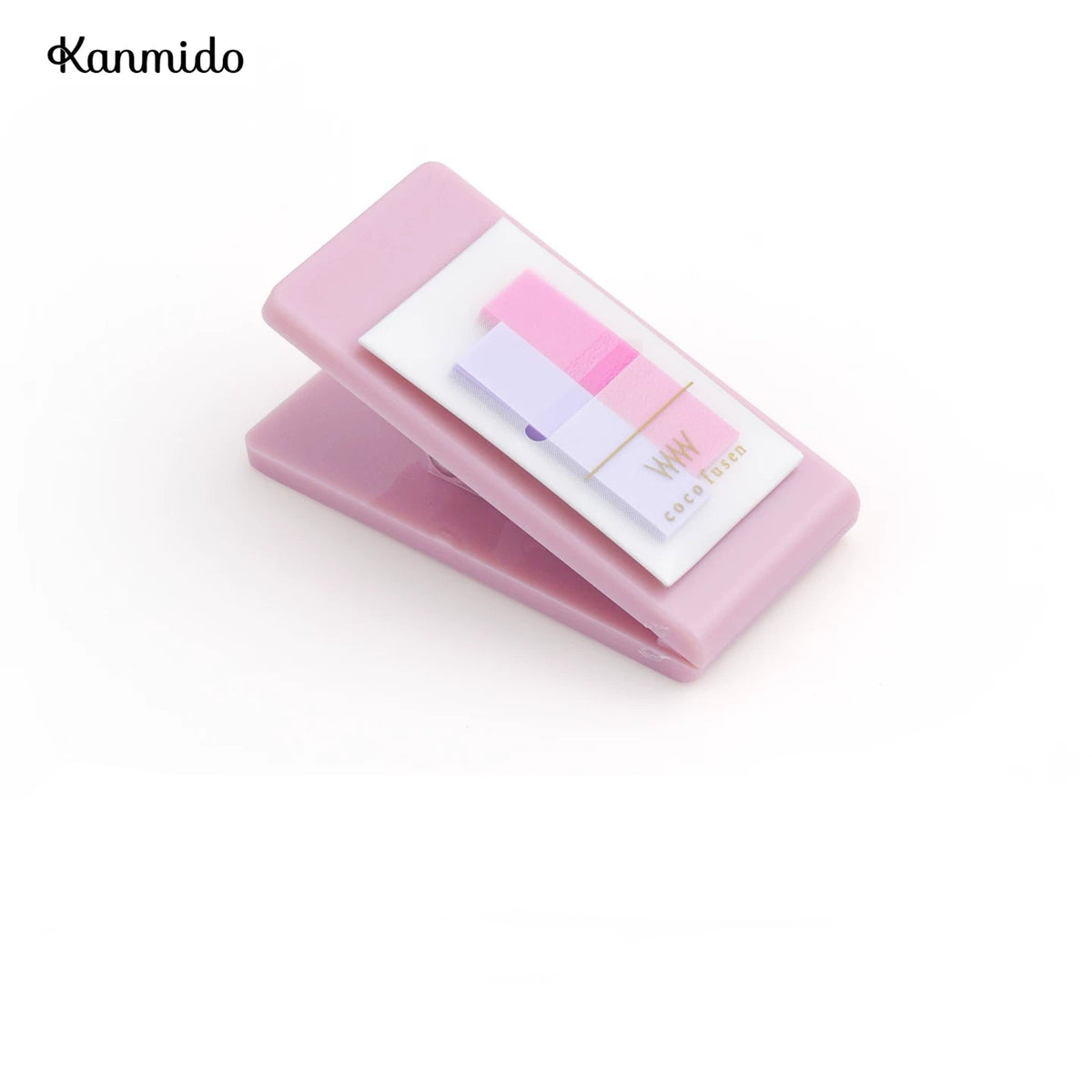 Kanmido Miniclip Coco Fusen MY FAVE Clip Sticky Note Dispenser | Refillable Index Tabs | 2 x 30 Sheets Rose