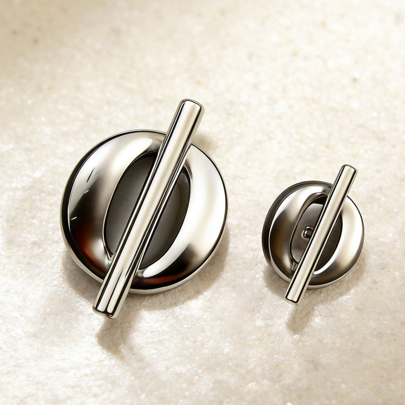 "1 and 0" Hollow Geometric Metal Buttons 20pcs Silver