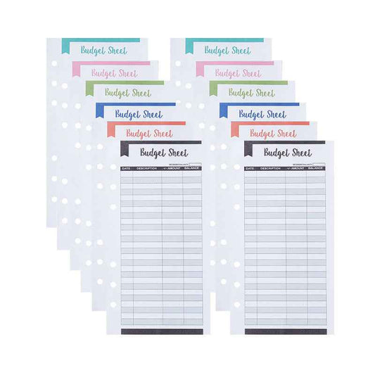 60 Expense Tracker 6-Hole Punched Budget Sheets for A6 Budget Binder A