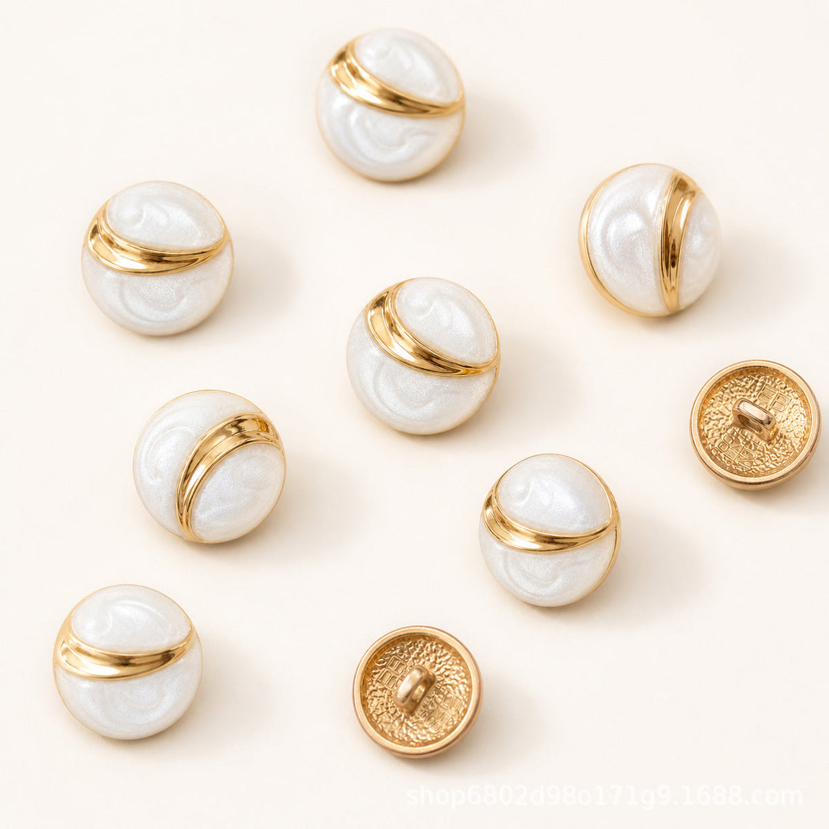 11.5MM White Round Embossed Double-Stripe Metal Shank Buttons 20pcs